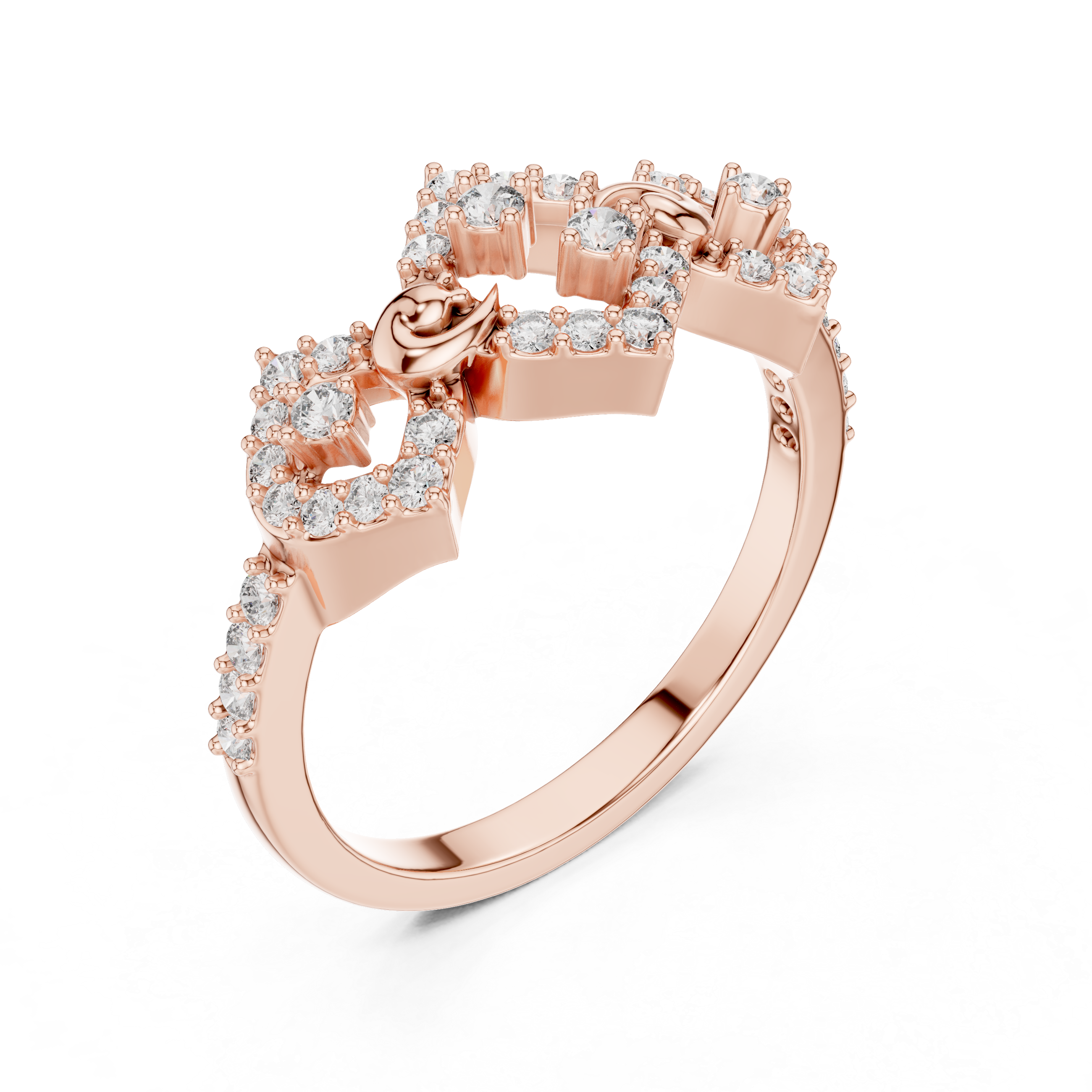 925 Silver Moissanite Art Deco-Inspired Geometric Chevron Tiara Ring 14K Gold Plated