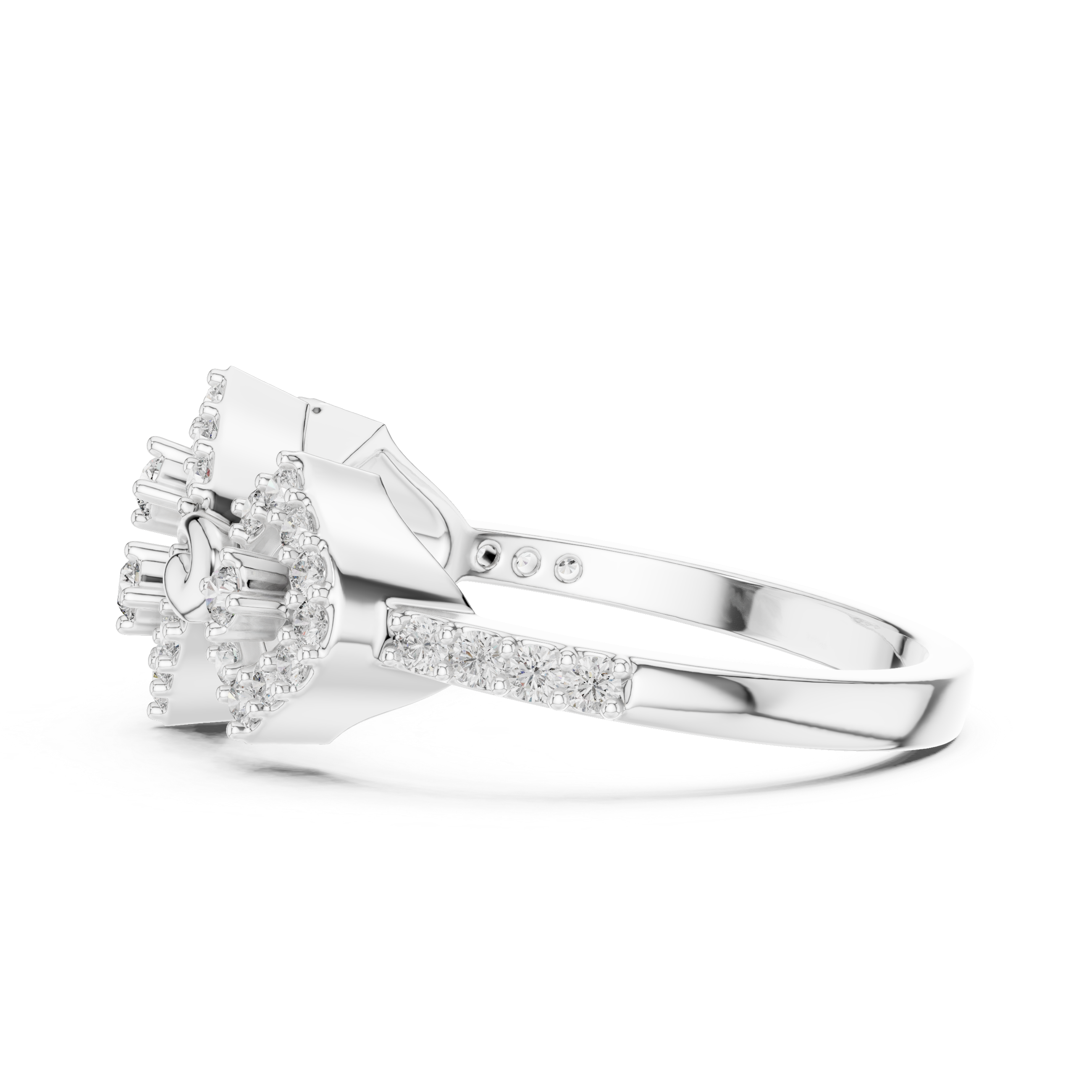 925 Silver Moissanite Art Deco-Inspired Geometric Chevron Tiara Ring 14K Gold Plated