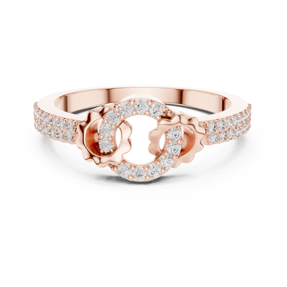 925 Silver Moissanite Contemporary Interlocking Circle Statement Ring 14K Gold Plated