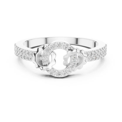 925 Silver Moissanite Contemporary Interlocking Circle Statement Ring 14K Gold Plated