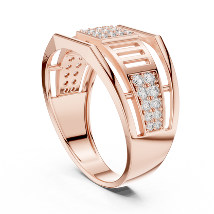 925 Silver Men’s Geometric Moissanite Cluster Band Ring 14k Gold Plated