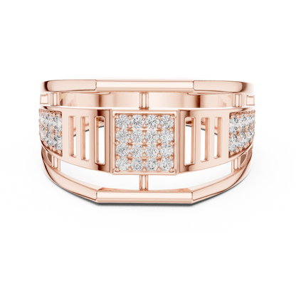 925 Silver Men’s Geometric Moissanite Cluster Band Ring 14k Gold Plated