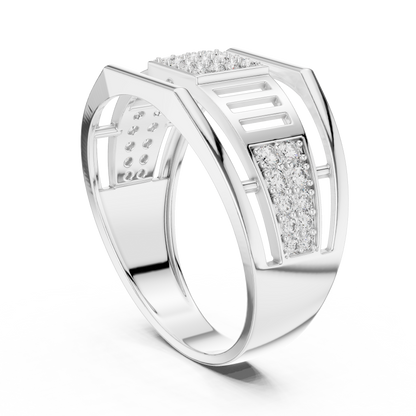 925 Silver Men’s Geometric Moissanite Cluster Band Ring 14k Gold Plated