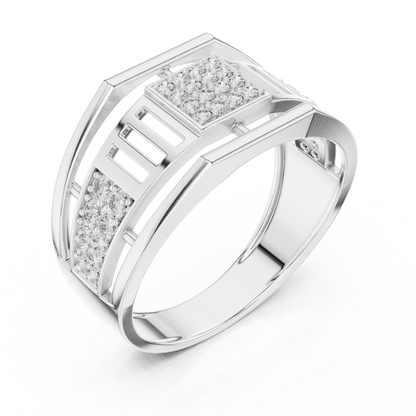 925 Silver Men’s Geometric Moissanite Cluster Band Ring 14k Gold Plated