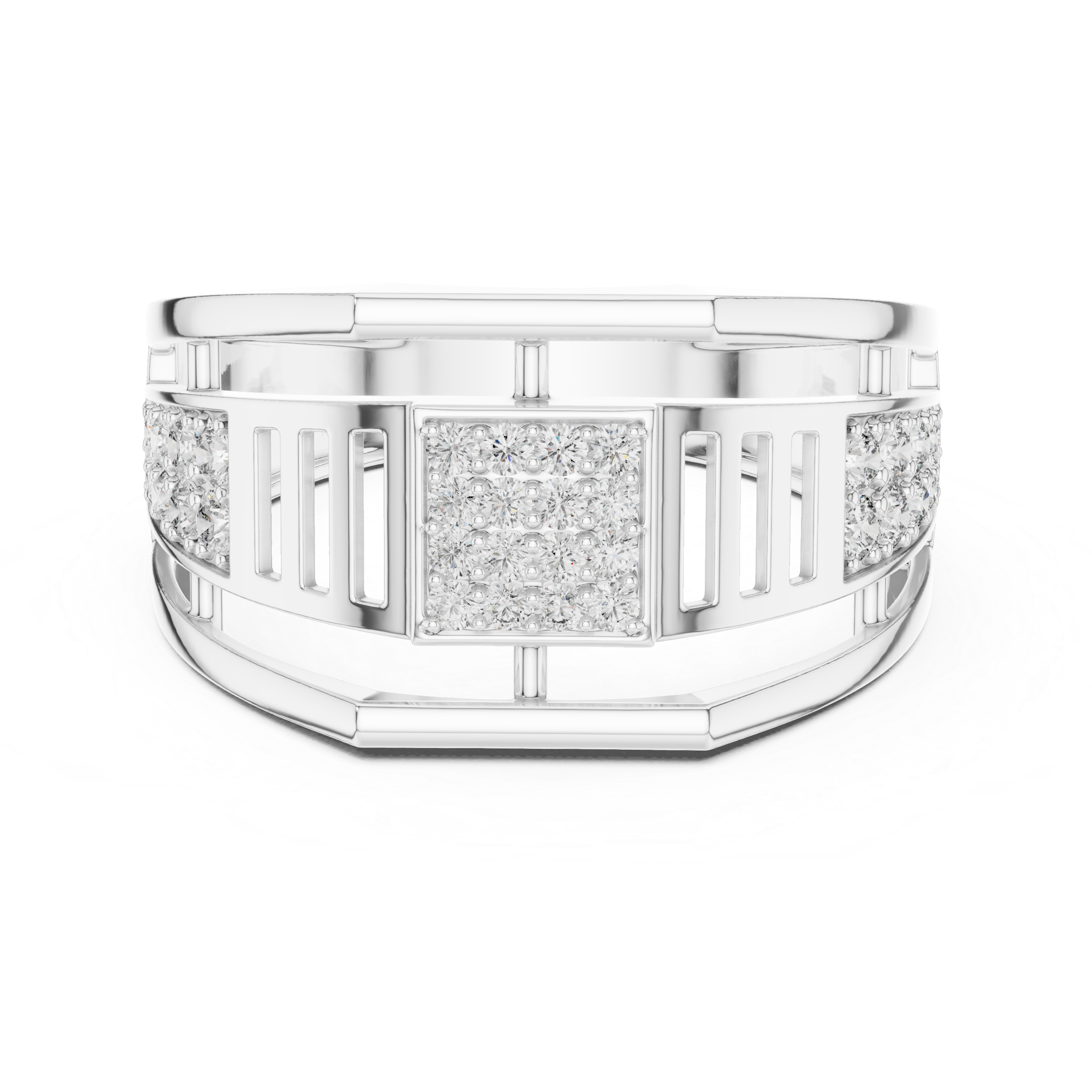 925 Silver Men’s Geometric Moissanite Cluster Band Ring 14k Gold Plated