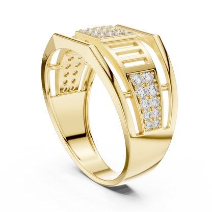 925 Silver Men’s Geometric Moissanite Cluster Band Ring 14k Gold Plated