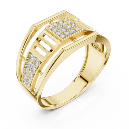 925 Silver Men’s Geometric Moissanite Cluster Band Ring 14k Gold Plated