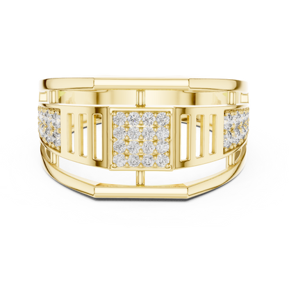 925 Silver Men’s Geometric Moissanite Cluster Band Ring 14k Gold Plated