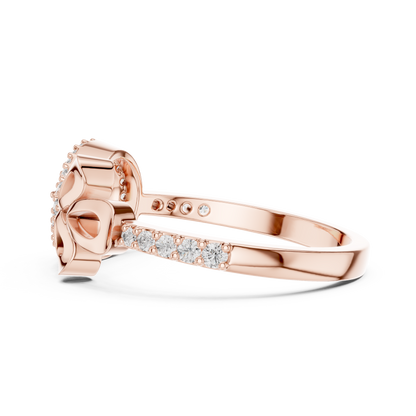 925 Silver Moissanite Vintage-Inspired Asymmetric Paisley Bow Ring 14K Gold Plated