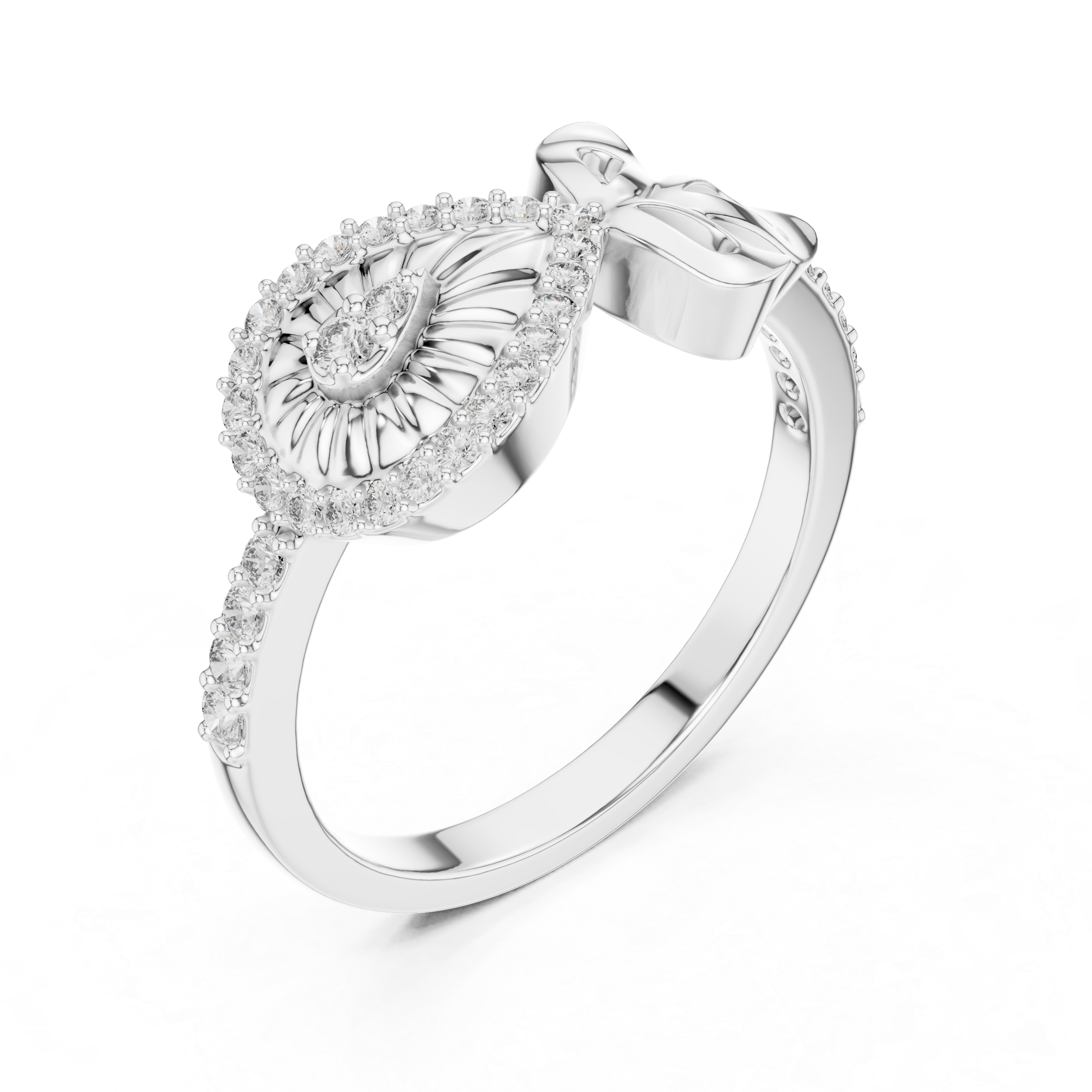 925 Silver Moissanite Vintage-Inspired Asymmetric Paisley Bow Ring 14K Gold Plated