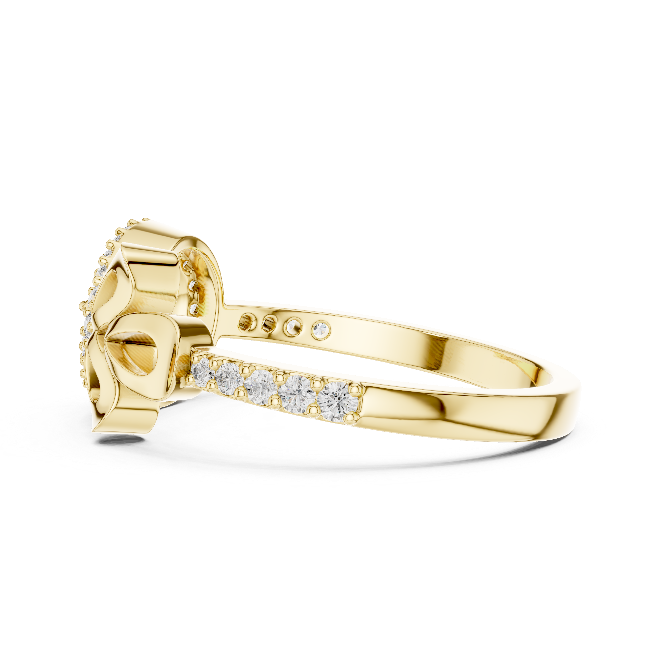 925 Silver Moissanite Vintage-Inspired Asymmetric Paisley Bow Ring 14K Gold Plated