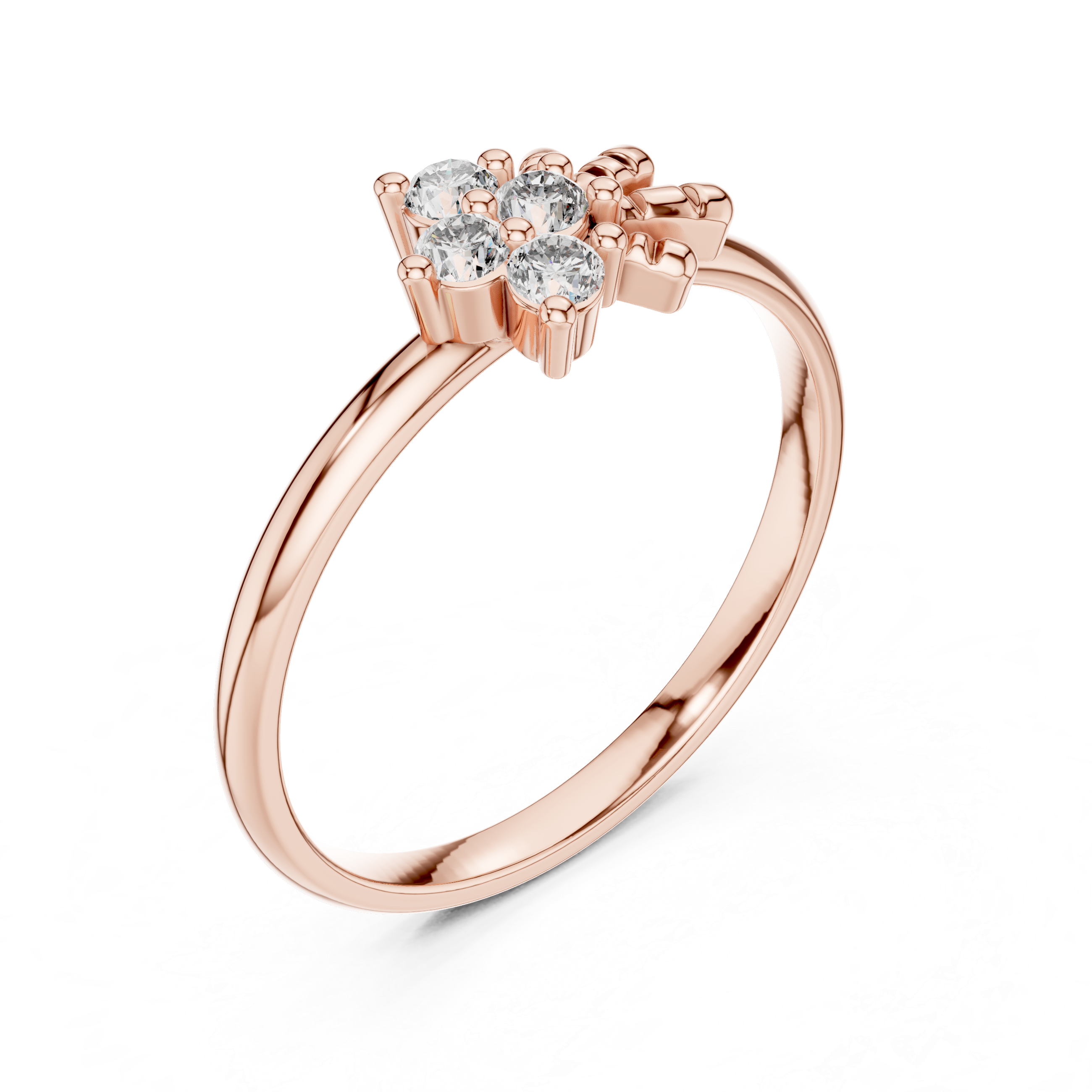 925 Silver Moissanite Snowflake Starburst Ring 14K Gold Plated