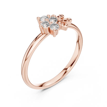 925 Silver Moissanite Snowflake Starburst Ring 14K Gold Plated