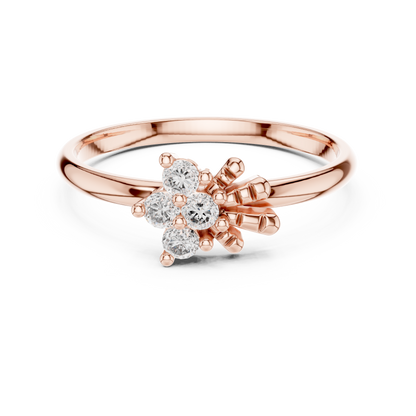 925 Silver Moissanite Snowflake Starburst Ring 14K Gold Plated