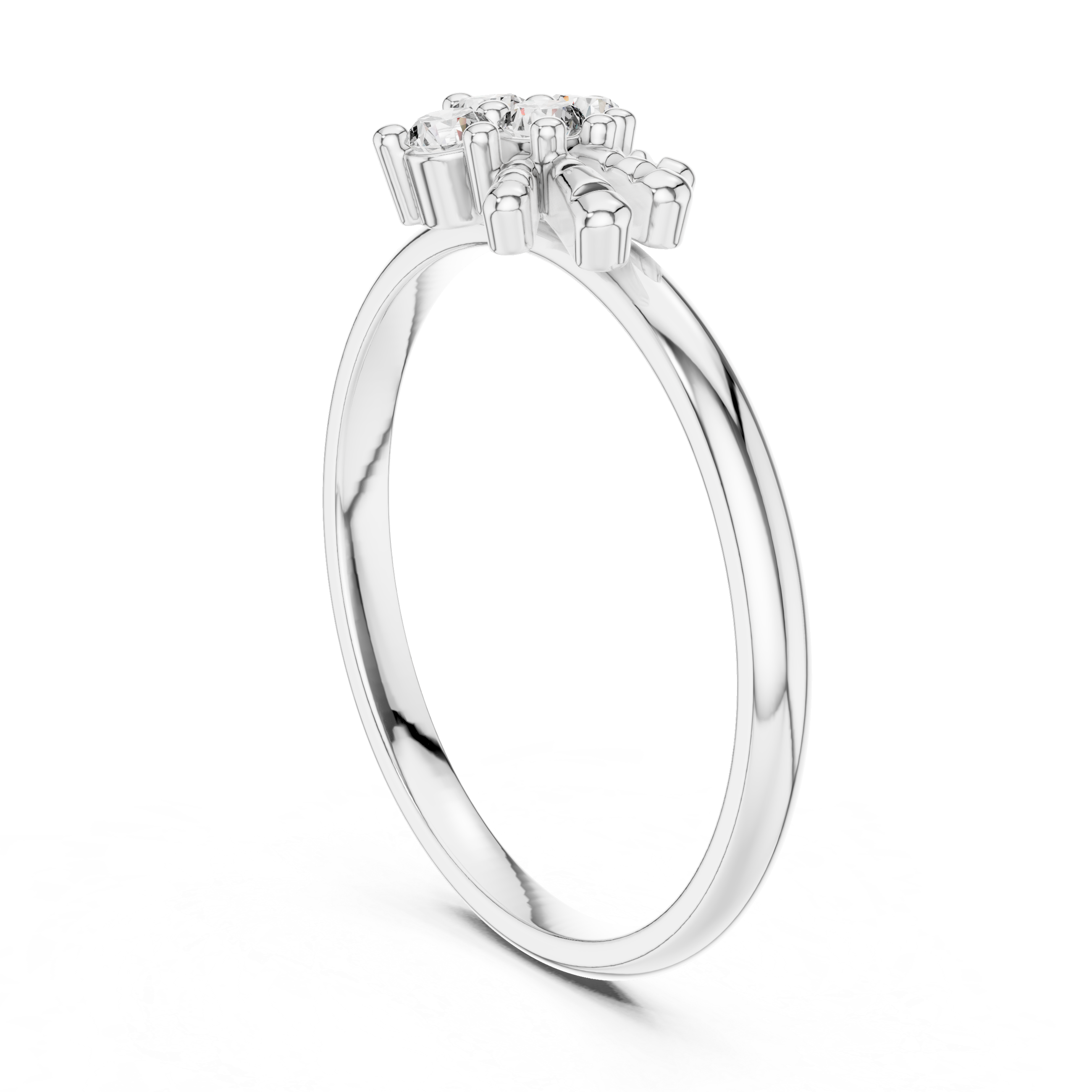 925 Silver Moissanite Snowflake Starburst Ring 14K Gold Plated