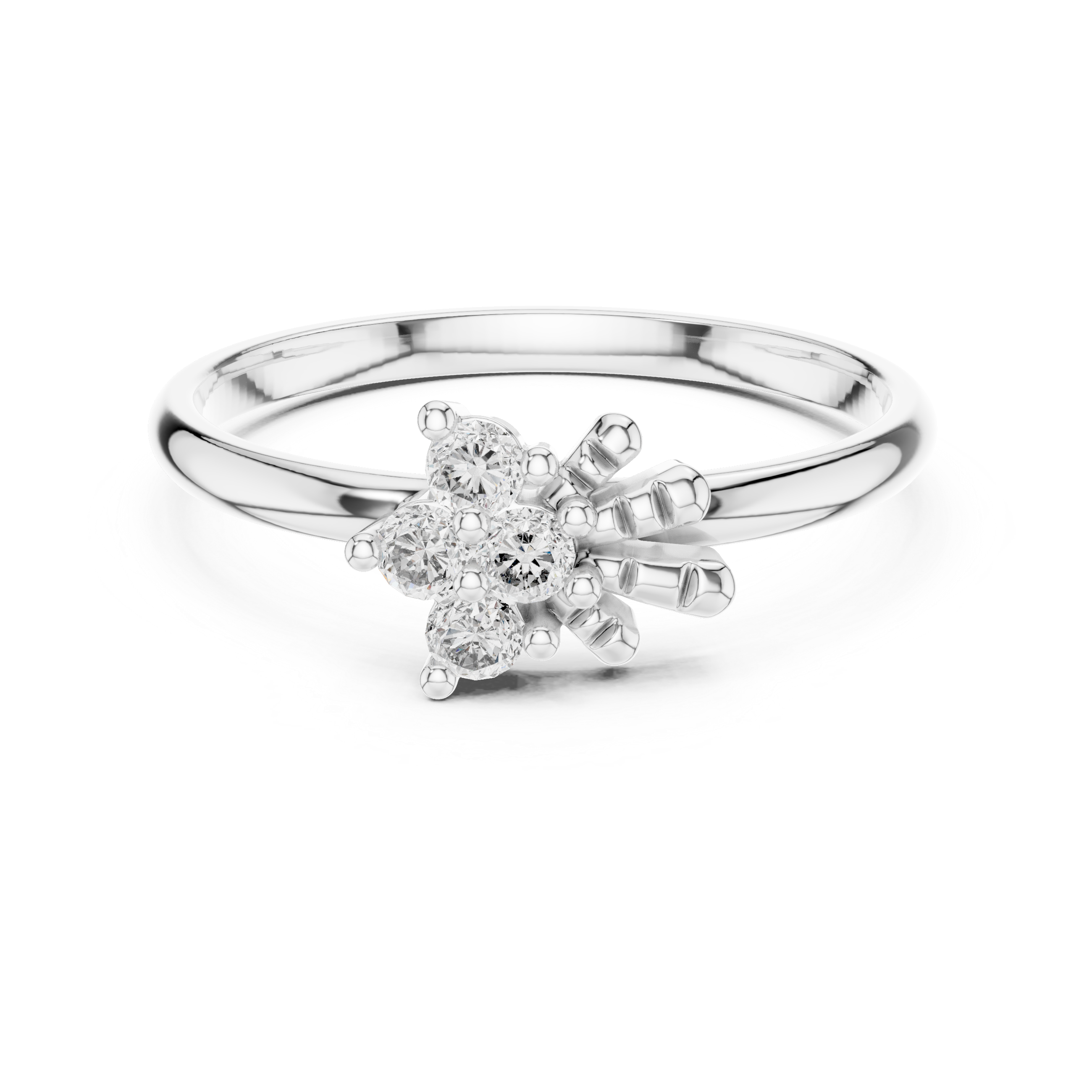 925 Silver Moissanite Snowflake Starburst Ring 14K Gold Plated
