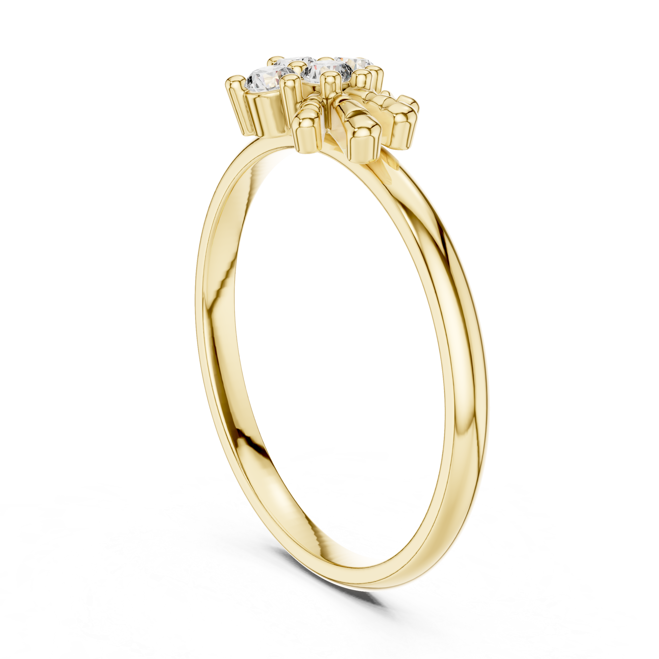 925 Silver Moissanite Snowflake Starburst Ring 14K Gold Plated