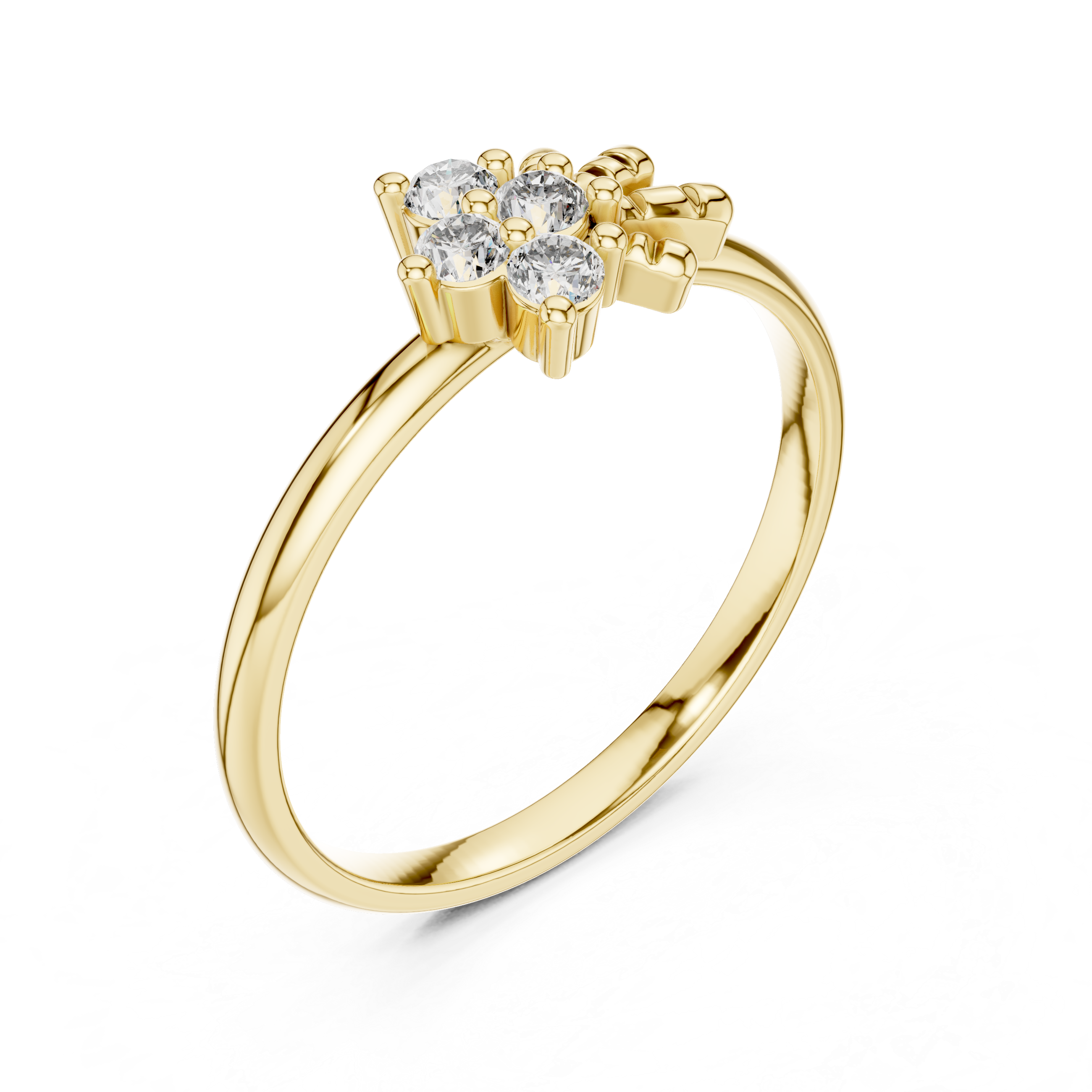 925 Silver Moissanite Snowflake Starburst Ring 14K Gold Plated