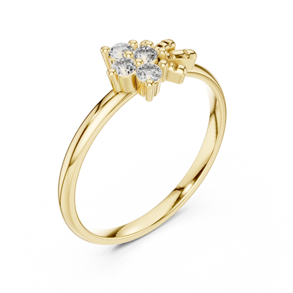 925 Silver Moissanite Snowflake Starburst Ring 14K Gold Plated