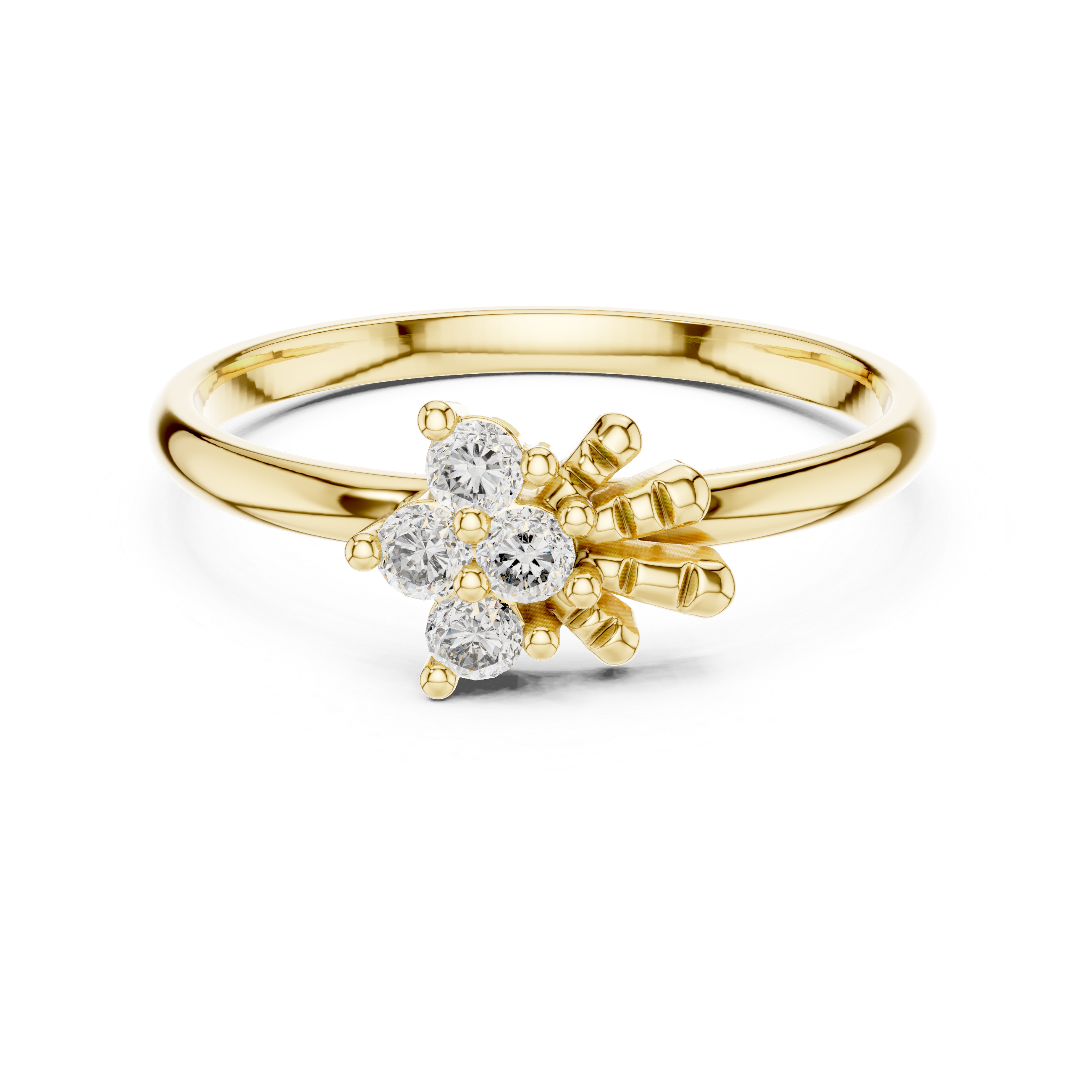 925 Silver Moissanite Snowflake Starburst Ring 14K Gold Plated