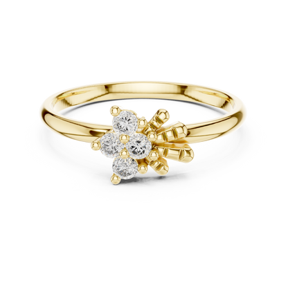 925 Silver Moissanite Snowflake Starburst Ring 14K Gold Plated