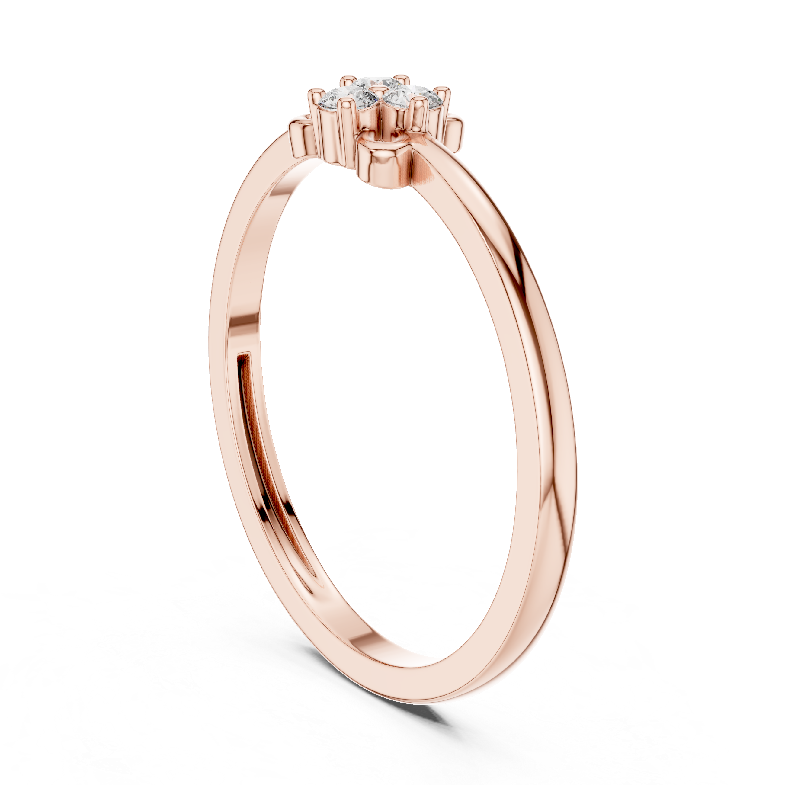 925 Silver Moissanite Dainty Three-Stone Trifolium Cluster Ring 14K Gold Plated