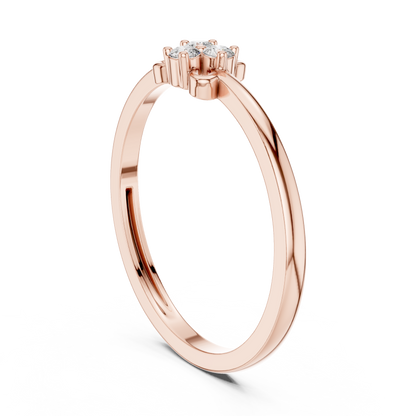 925 Silver Moissanite Dainty Three-Stone Trifolium Cluster Ring 14K Gold Plated