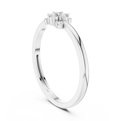 925 Silver Moissanite Dainty Three-Stone Trifolium Cluster Ring 14K Gold Plated