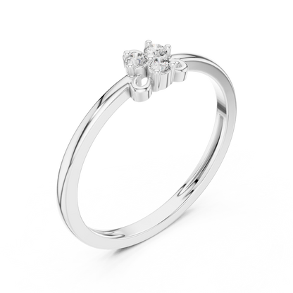 925 Silver Moissanite Dainty Three-Stone Trifolium Cluster Ring 14K Gold Plated
