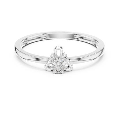 925 Silver Moissanite Dainty Three-Stone Trifolium Cluster Ring 14K Gold Plated