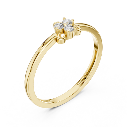 925 Silver Moissanite Dainty Three-Stone Trifolium Cluster Ring 14K Gold Plated