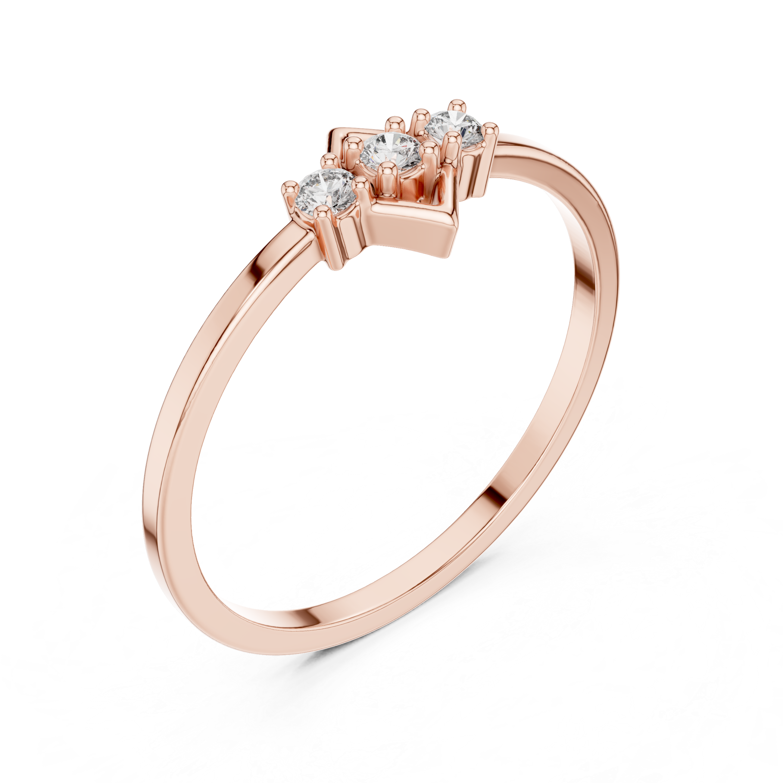 925 Silver Moissanite Three-Stone Chevron Ring 14K Gold Plated
