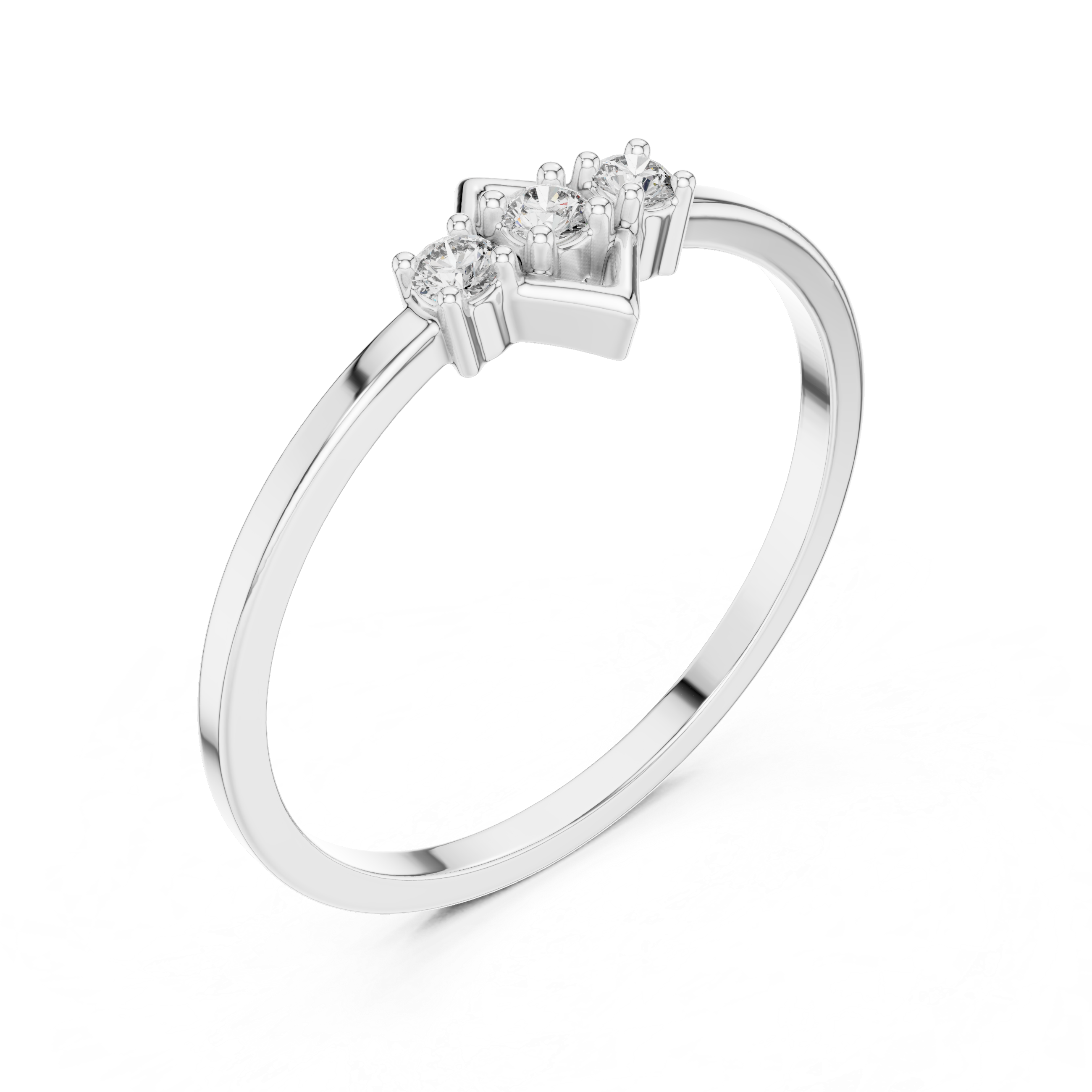 925 Silver Moissanite Three-Stone Chevron Ring 14K Gold Plated