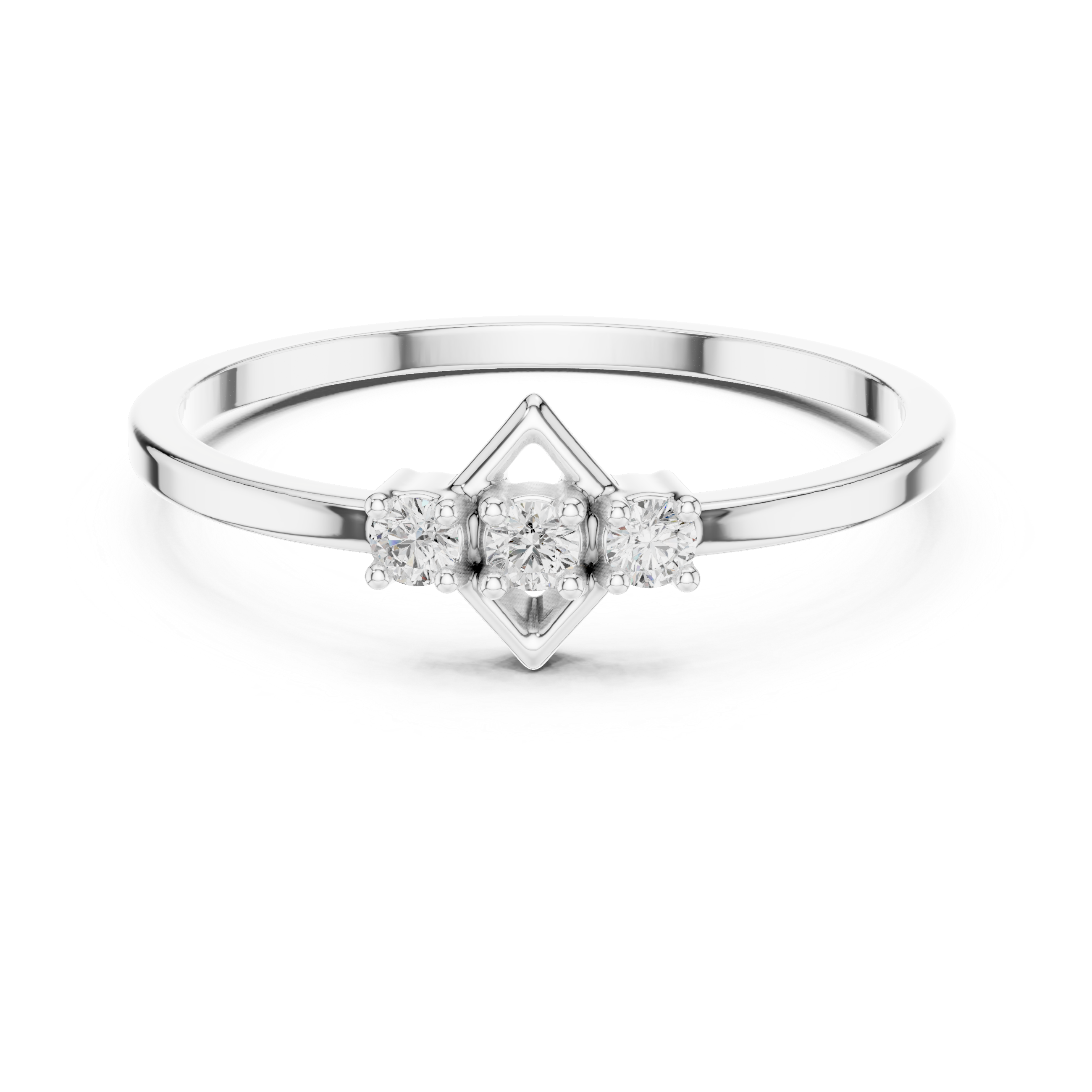 925 Silver Moissanite Three-Stone Chevron Ring 14K Gold Plated