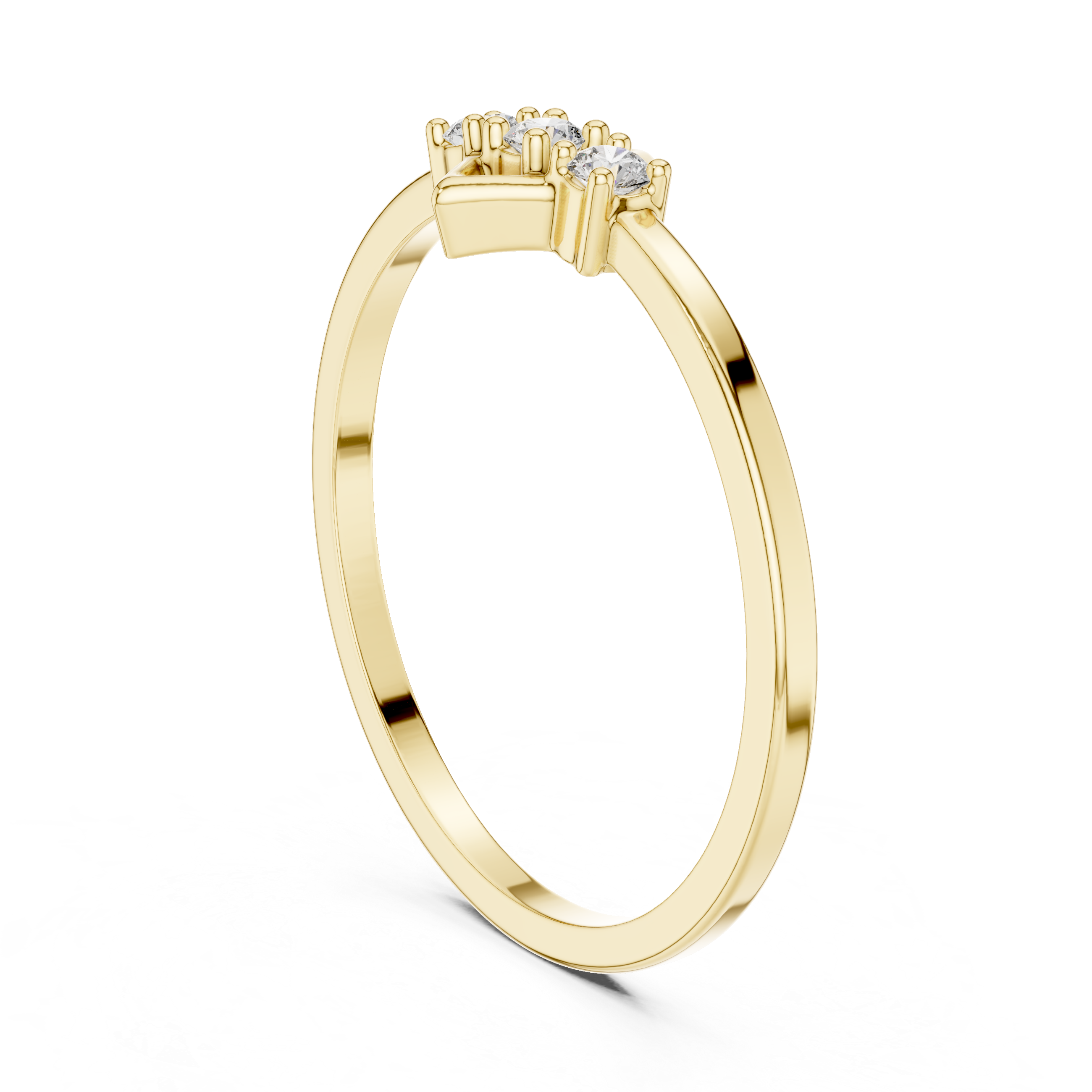 925 Silver Moissanite Three-Stone Chevron Ring 14K Gold Plated