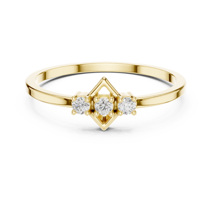 925 Silver Moissanite Three-Stone Chevron Ring 14K Gold Plated