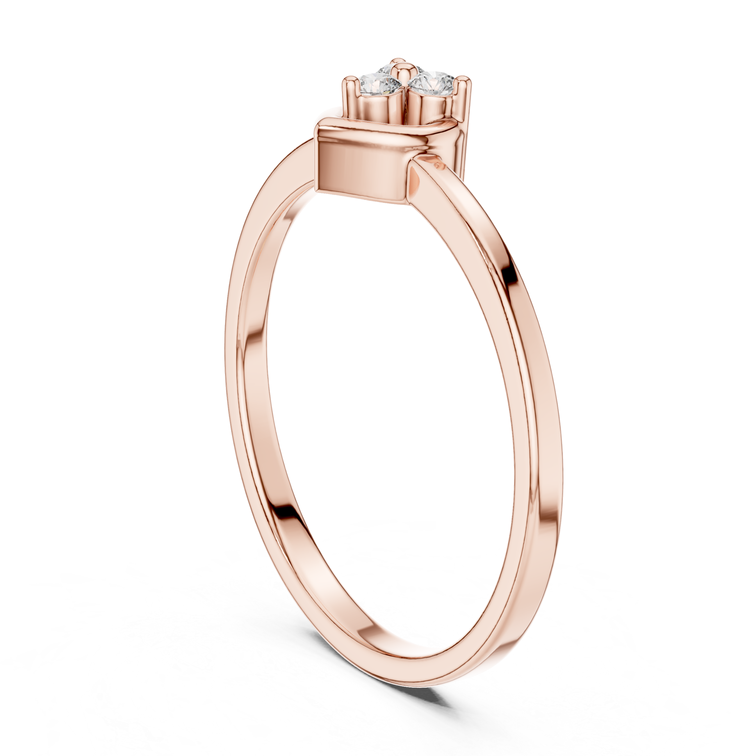 925 Silver Moissanite Three-Stone Heart Cluster Promise Ring 14K Gold Plated