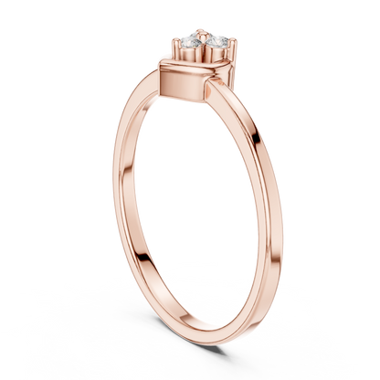 925 Silver Moissanite Three-Stone Heart Cluster Promise Ring 14K Gold Plated
