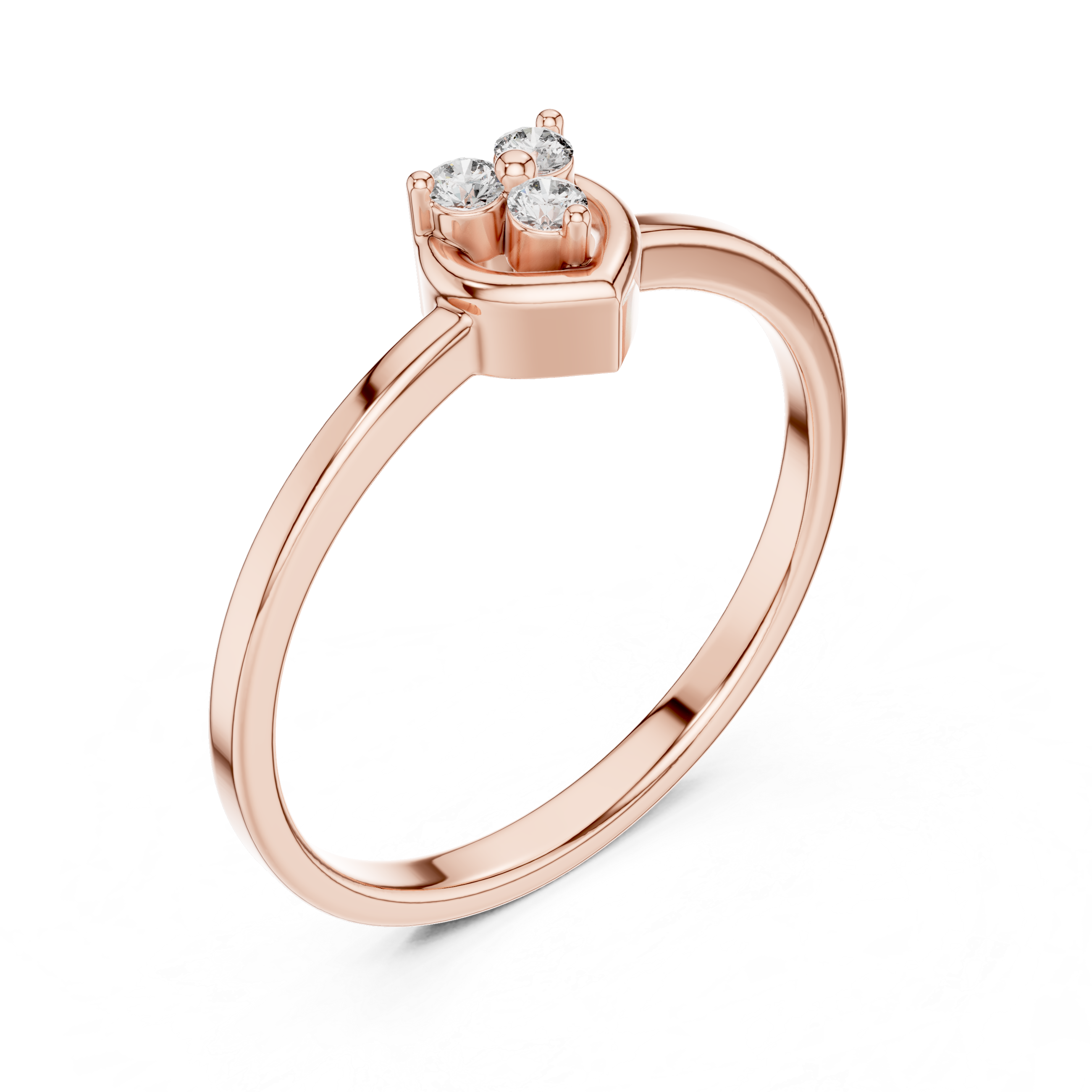 925 Silver Moissanite Three-Stone Heart Cluster Promise Ring 14K Gold Plated