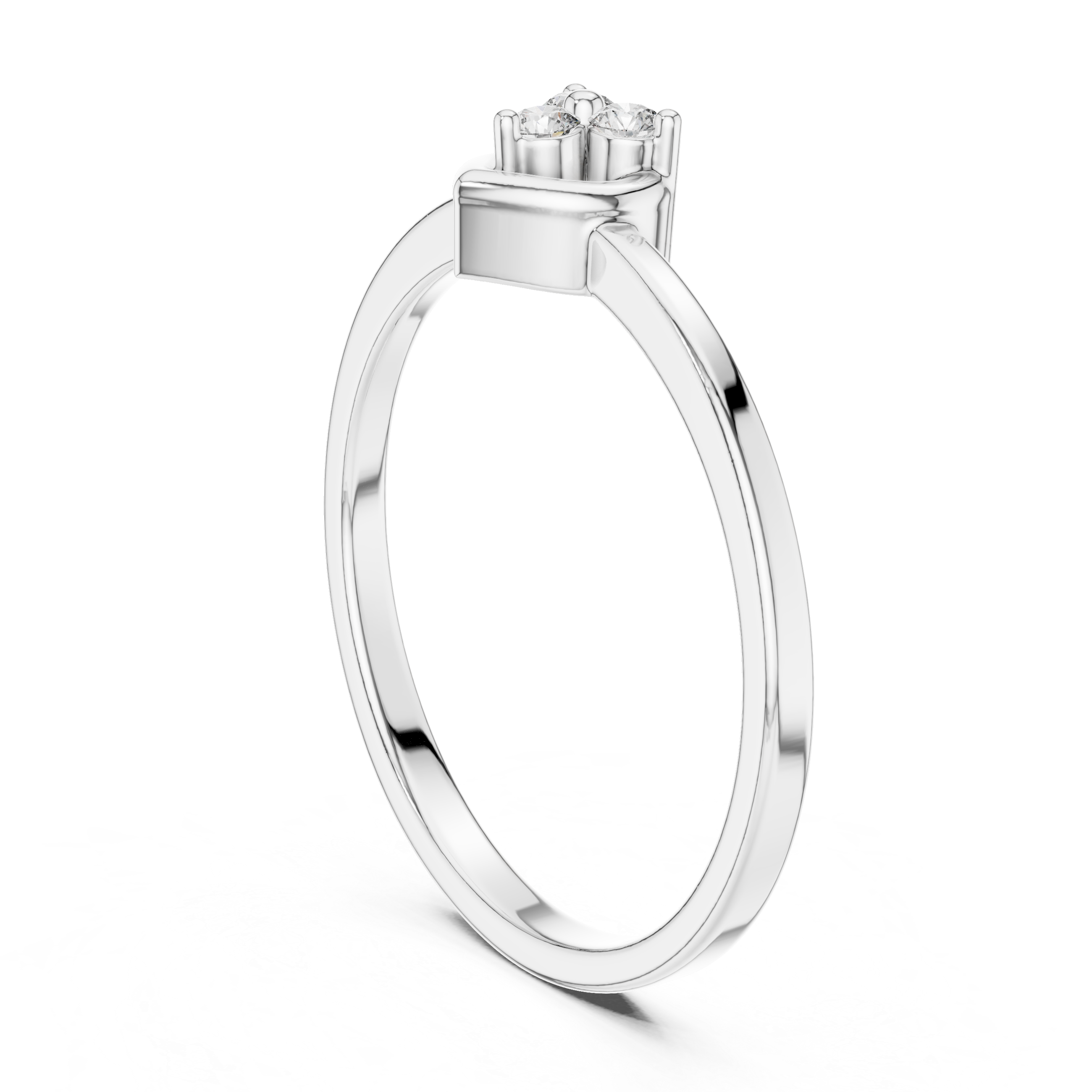 925 Silver Moissanite Three-Stone Heart Cluster Promise Ring 14K Gold Plated