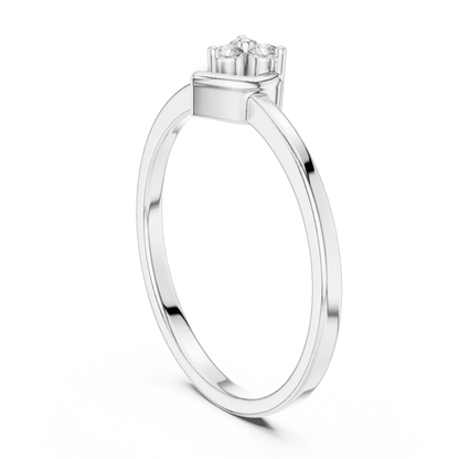 925 Silver Moissanite Three-Stone Heart Cluster Promise Ring 14K Gold Plated