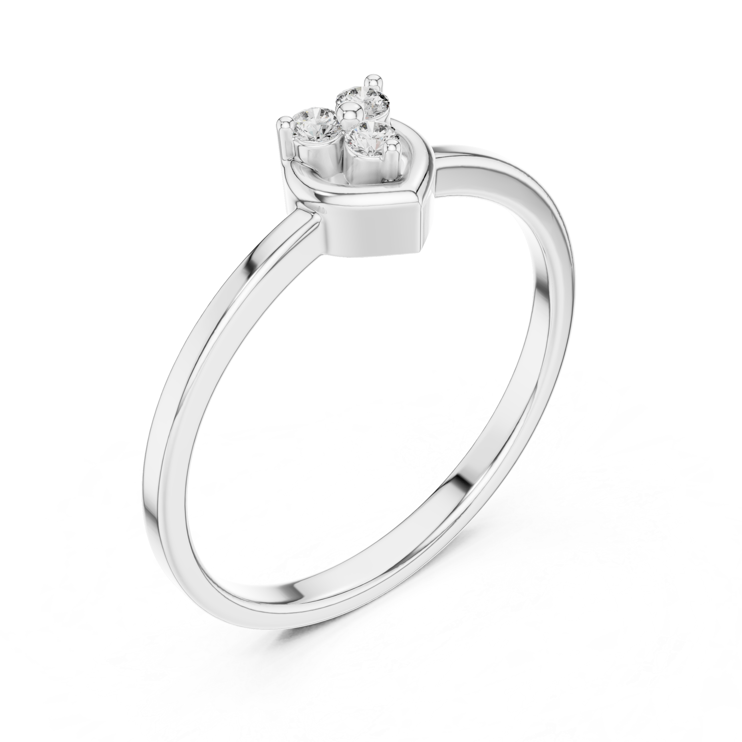 925 Silver Moissanite Three-Stone Heart Cluster Promise Ring 14K Gold Plated
