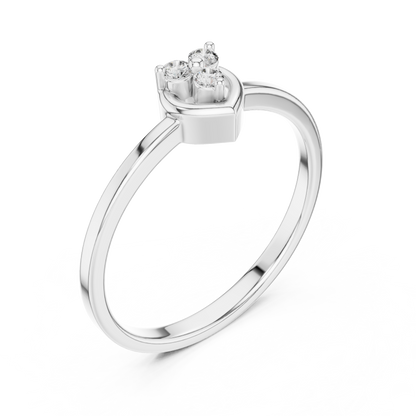 925 Silver Moissanite Three-Stone Heart Cluster Promise Ring 14K Gold Plated