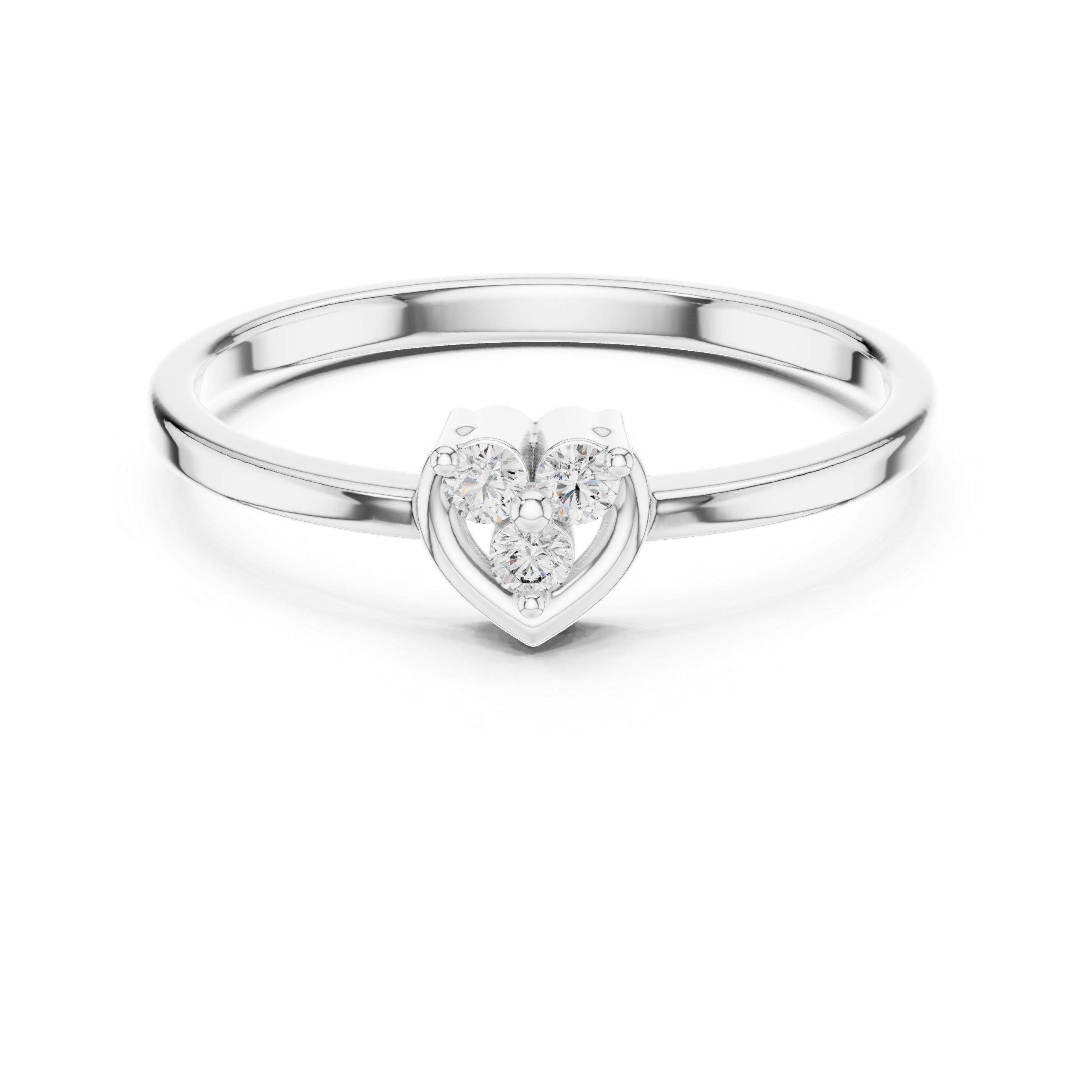 925 Silver Moissanite Three-Stone Heart Cluster Promise Ring 14K Gold Plated