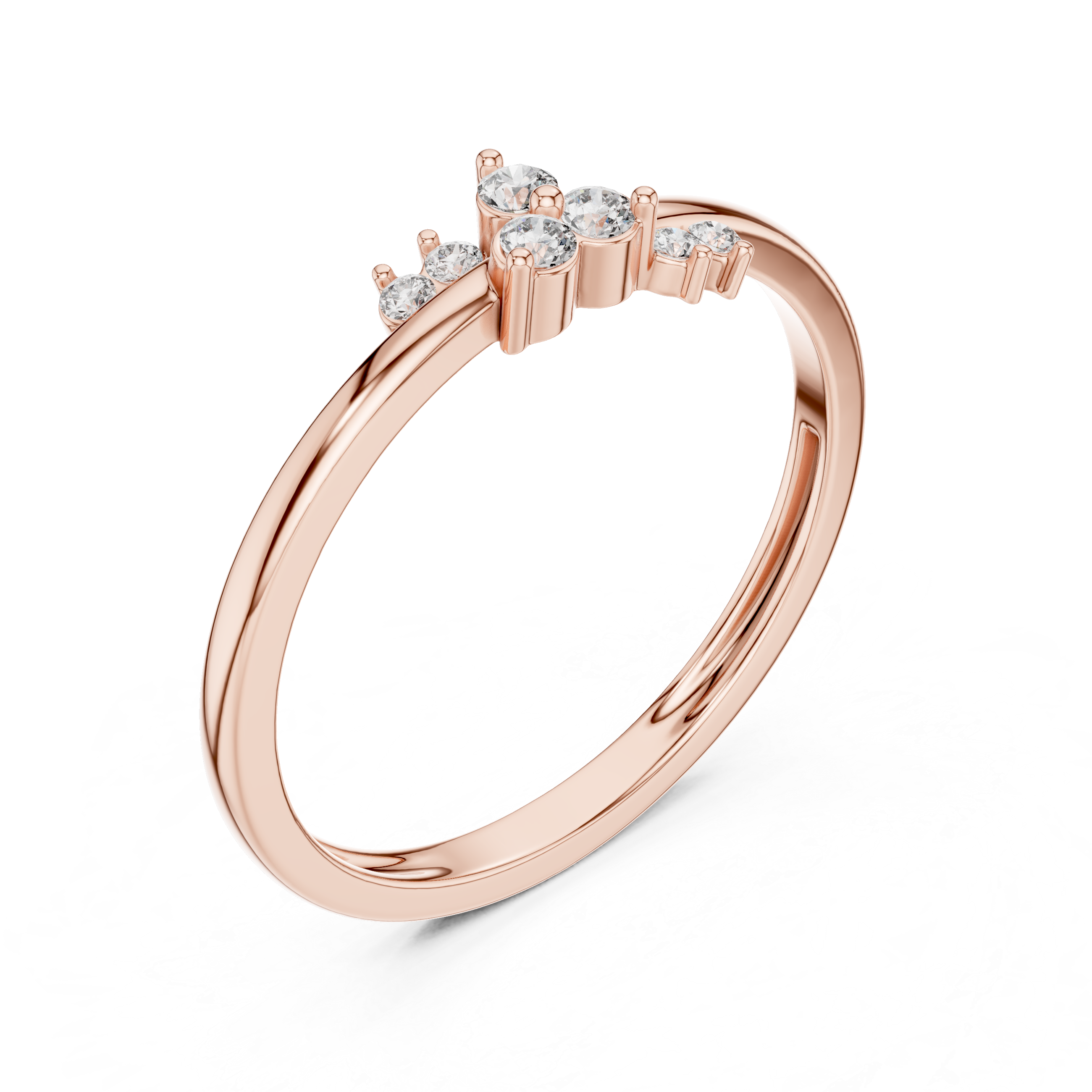 925 Silver Moissanite Asymmetric Constellation Cluster Ring 14K Gold Plated