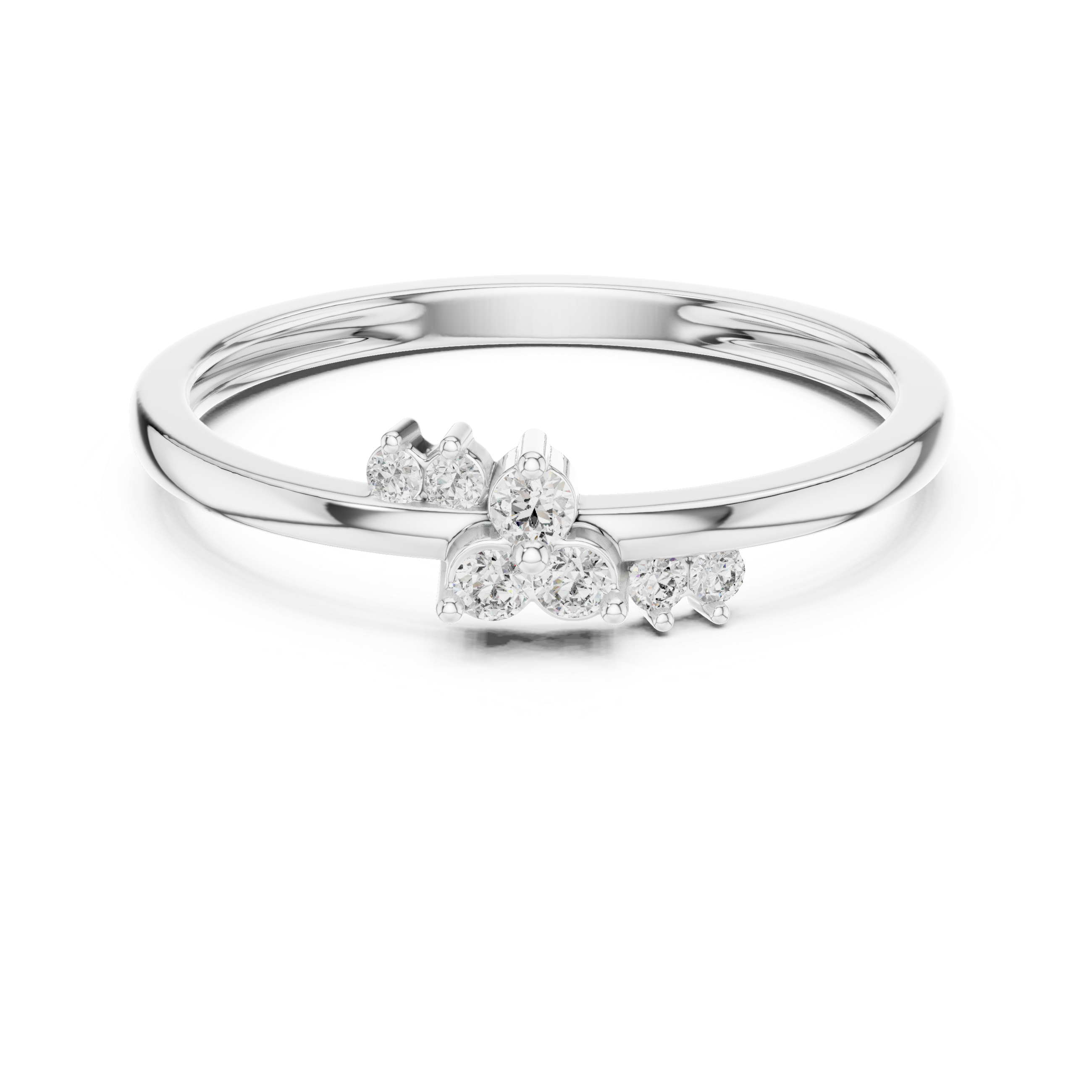 925 Silver Moissanite Asymmetric Constellation Cluster Ring 14K Gold Plated