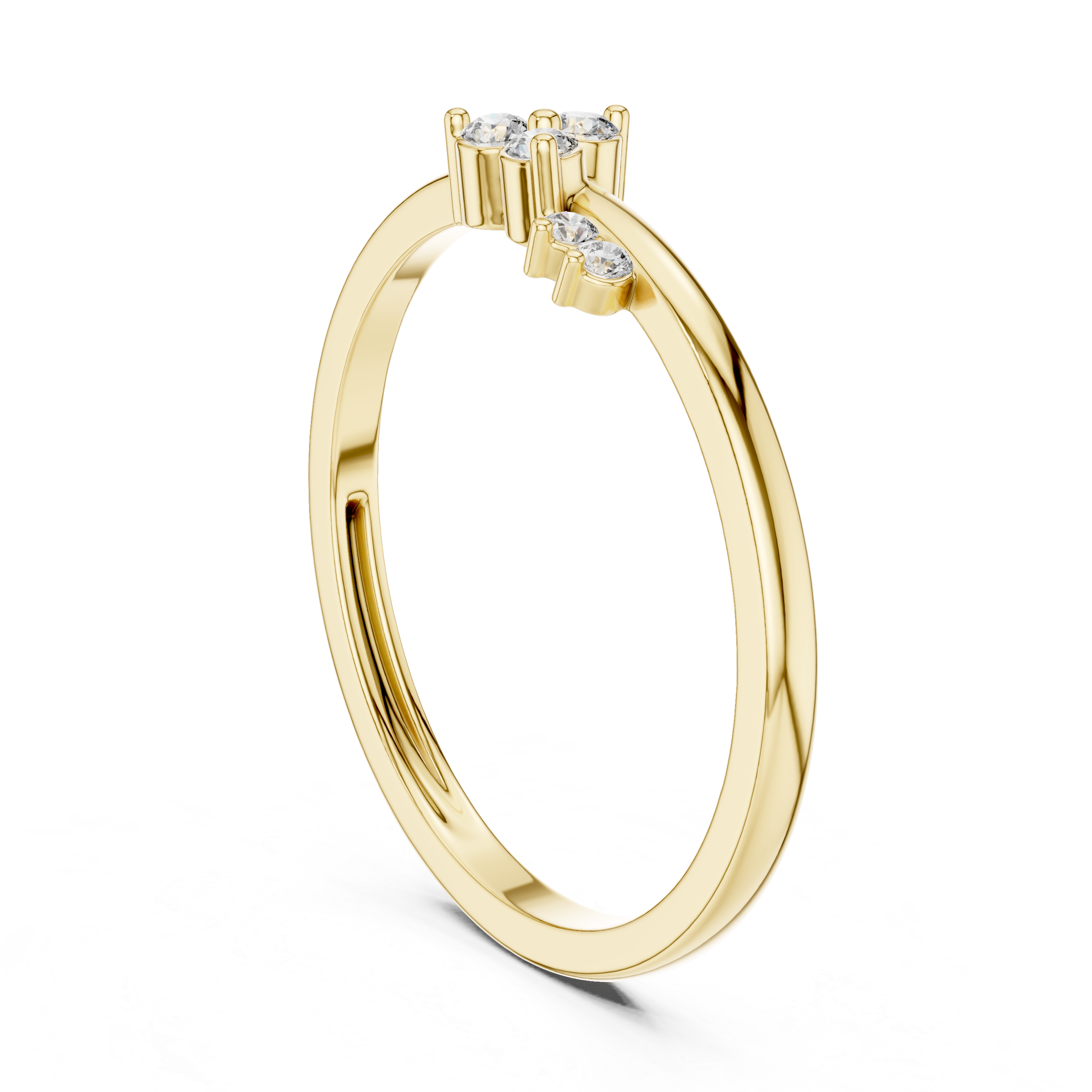 925 Silver Moissanite Asymmetric Constellation Cluster Ring 14K Gold Plated
