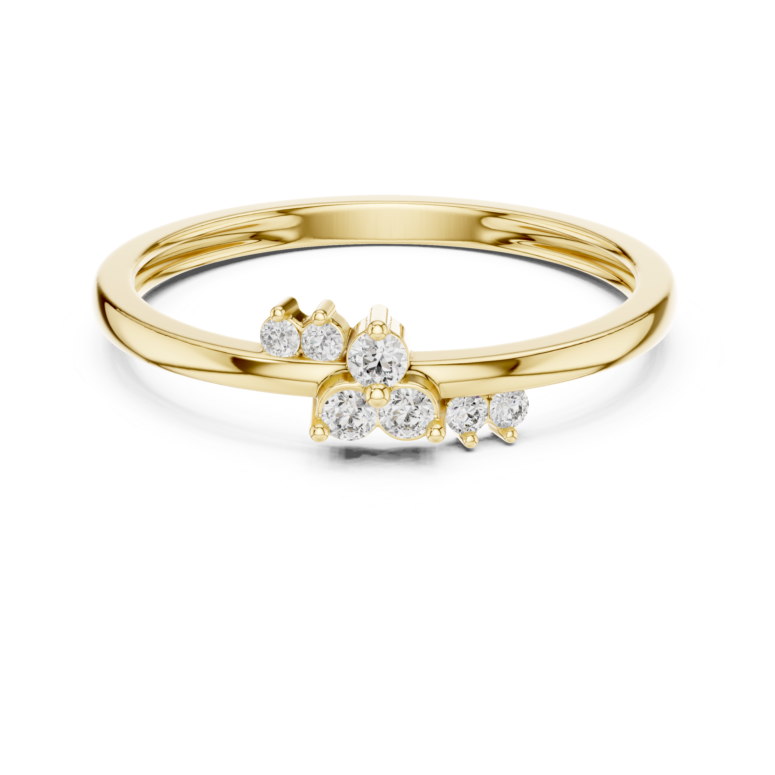 925 Silver Moissanite Asymmetric Constellation Cluster Ring 14K Gold Plated