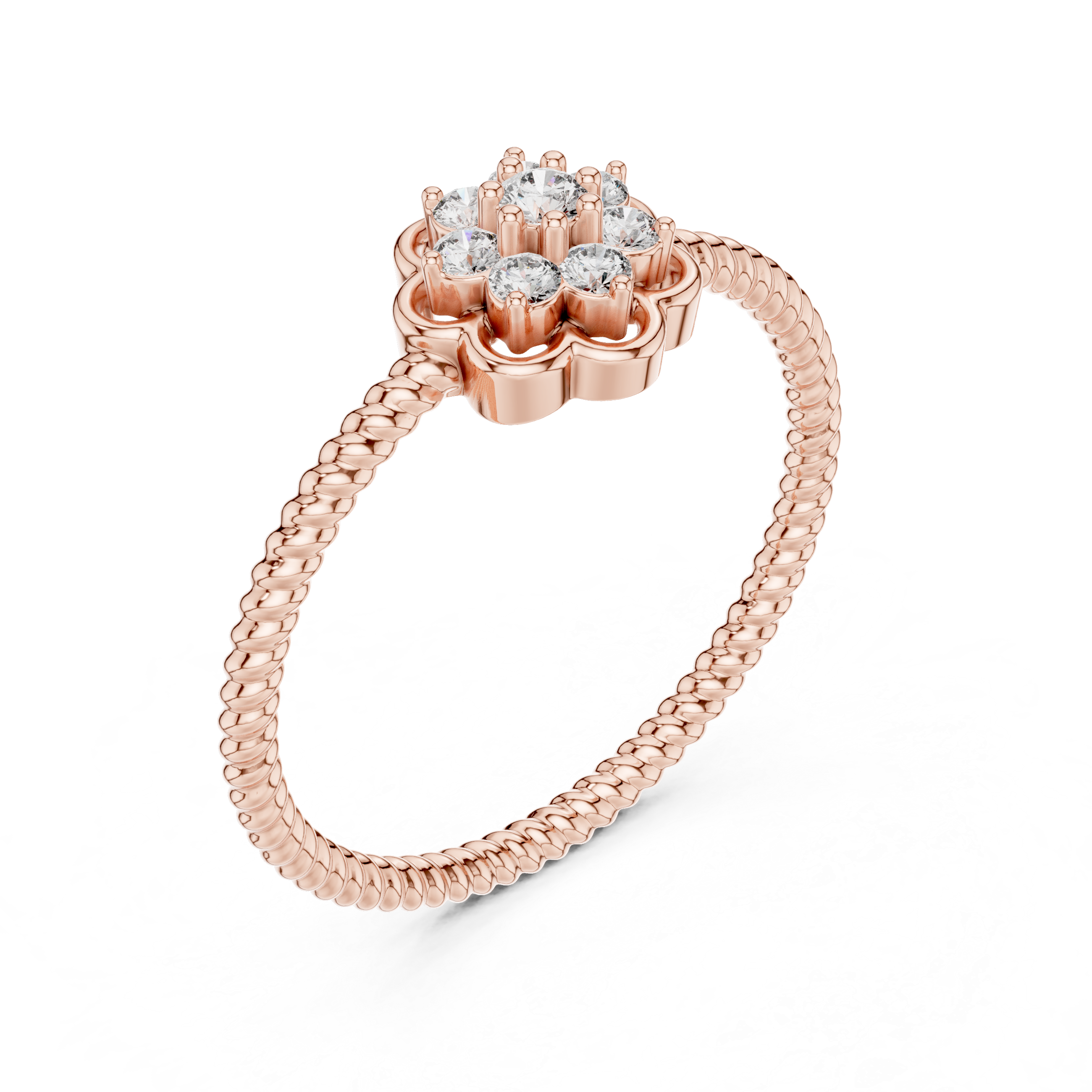 925 Silver Moissanite Vintage-Style Floral Cluster Ring 14K Gold Plated