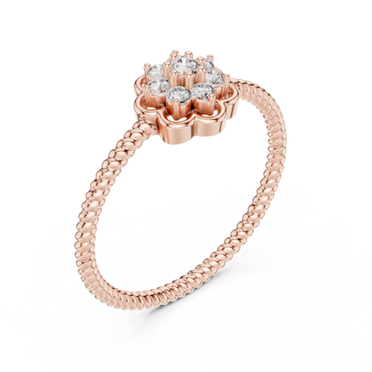 925 Silver Moissanite Vintage-Style Floral Cluster Ring 14K Gold Plated